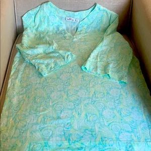 Vineyard Vines Girls Tunic. Aqua, teal and Yellow